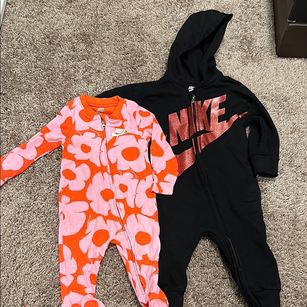 Nike Kids One Piece Set - Black and Orange Floral